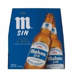 Cerveza Mahou sin alcohol pack de 6 botellas de 25 cl.