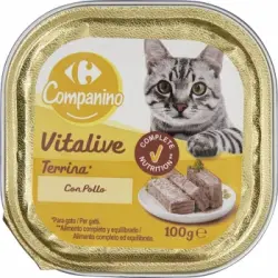 Comida húmeda de pollo para gato Carrefour 100 g.