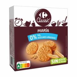 Galletas María sin sal y sin azúcares añadidos Carrefour Classic sin aceite de palma 600 g.