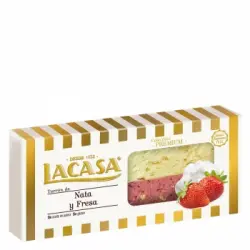 Turrón de nata y fresa premium Lacasa sin gluten 250 g.
