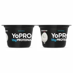 Yogur de proteínas desnatado natural Danone Yopro sin azúcar añadido pack de 2 unidades de 160 g.