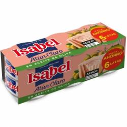 Atún claro en aceite de oliva Isabel pack de 6 latas de 52 g.