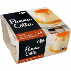 Panna cotta al caramelo Carrefour pack de 4 unidades de 90 g.