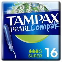 Tampones super Compak Pearl Tampax 16 ud.
