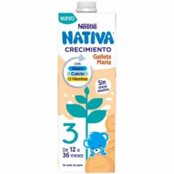 Preparado lácteo infantil de crecimiento desde 12 meses sabor galleta maría Nestlé Nativa 3 sin aceite de palma brik 1 l.