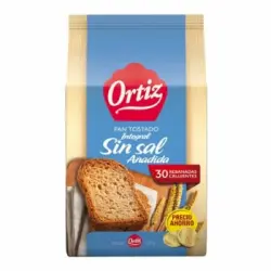 Pan tostado integral sin sal añadida Ortiz 324 g.