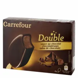 Bombón helado salsa de chocolate Double Carrefour 4 ud.