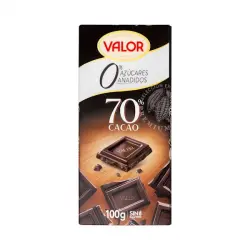 Chocolate 70% negro Valor 0% azúcares añadidos Tableta 0.1 kg