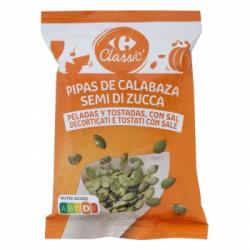 Pipas de calabaza peladas y tostadas con sal Carrefour 150 g.