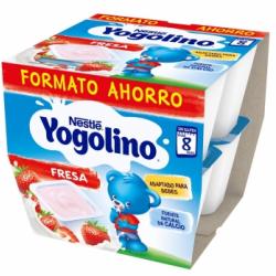 Postre lácteo fresa desde 8 meses Nestlé Yogolino sin gluten sin aceite de palma pack de 8 undidades de 100 g.