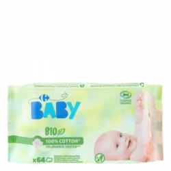Toallitas para bebé sin perfume ecológicas Carrefour Bio 64 ud.