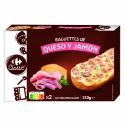 Baguettes de jamón y queso Carrefour 250 g.