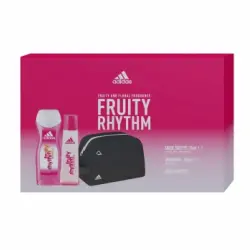 Estuche Adidas Woman Fruity Rhythm: colonia 75 ml, gel de ducha 250 ml y neceser