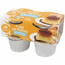 Flan de huevo sin azúcar añadido Carrefour sin gluten pack de 4 unidades de 100 g.