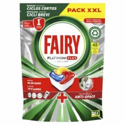 Lavavajillas a máquina platinum plus pastillas todo en uno limón Fairy 48 ud.