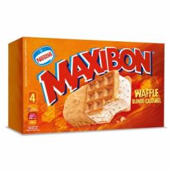 Sandwich de nata con caramelo Maxibon Waffle Nestlé 4 ud.