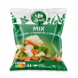 Mix 3 verduras zanahoria brocoli coliflor Carrefour Classic' 1 kg.