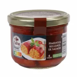 Pimientos del piquillo rellenos de salmón Carrefour Extra 235 g.