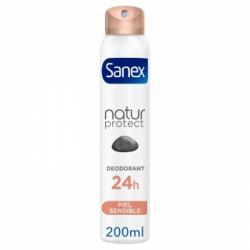 Desodorante en spray piel sensible 24h con piedra de alumbre Natur Protect Sanex 200 ml.