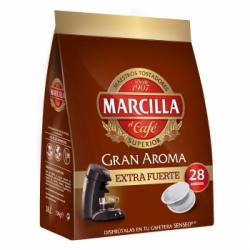 Café extra fuerte monodosis Gran Aroma Marcilla compatible con Senseo 28 ud.