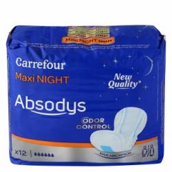 Compresas maxi noche Absodys Carrefour 12 ud.