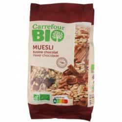 Muesli de avena de chocolate ecológico Carrefour Bio 375 g.