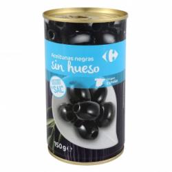 Aceitunas negras sin hueso bajo contenido en sal Carrefour 150 g.