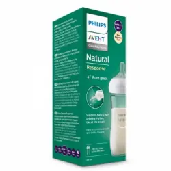 Biberón de vidrio tetina de silicona 1m+ Natural Response Philips Avent 240 ml.