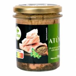 Filete de atún con orégano en aceite de oliva Extra Carrefour 130 g.