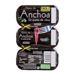 Filetes de anchoa en aceite de oliva Hacendado 3 bandejas X 0.029 kg