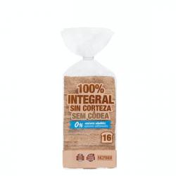 Pan de molde 100% integral sin corteza Hacendado 0% azúcares añadidos Paquete 0.45 kg