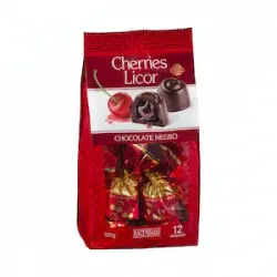 Bombones cereza al licor Hacendado con chocolate negro Paquete 0.15 kg