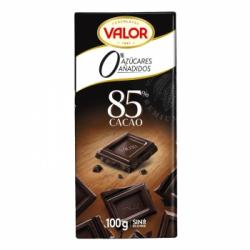 Chocolate negro 85% con stevia sin azúcar añadido Valor sin gluten 100 g.