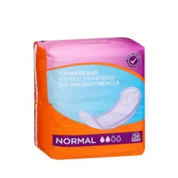 Compresa sin alas de incontinencia Deliplus Normal Paquete 24 ud