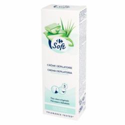 Crema depilatoria aloe vera y manteca de karité pieles sensibles Carrefour Soft 100 ml.