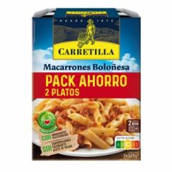 Macarrones boloñesa Carretilla sin aceite de palma pack de 2 unidades de 325 g.