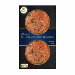 Tartar de salmón noruego ahumado Extra Carrefour 2x70 g.