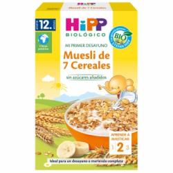 Muesli infantil desde 12 meses 7 cereales sin azúcar añadido ecológico Hipp Biológico Mi Primer Desayuno 200 g.