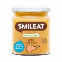 Tarrito de pollo con arroz desde 6 meses ecológico Smileat sin gluten 230 g.