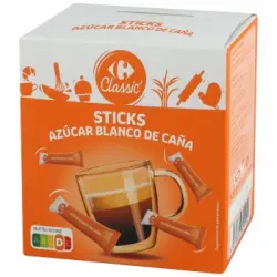 Azúcar blanco de caña en sticks Classic ́ Carrefour 300 g.