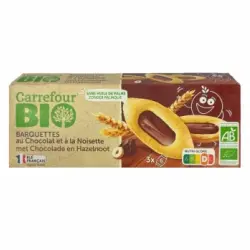 Galletas barquette con chocolate ecológicas Carrefour Bio 120 g.