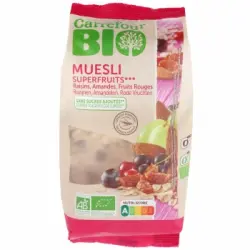 Muesli ecológico Superfruits Carrefour Bio sin azúcar añadido 375 g.