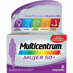 Multivitamínico y multimineral Mujer 50+ Multicentrum 30 comprimidos.