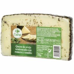 Queso de oveja semicurado con romero y tomillo Carrefour Extra 450 g.