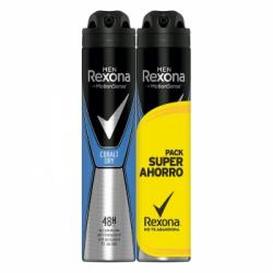 Desodorante en spray Cobalt Blue anti-transpirante Rexona pack de 2 unidades de 200 ml.