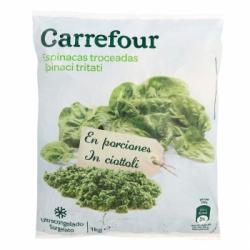 Espinacas cortadas Carrefour 1 kg.