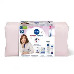 Pack Repara & Cuida Body Nivea: Loción 400 ml., Crema de manos 100 ml., Gel de ducha 250 ml. y Bálsamo labial 4,8 g.