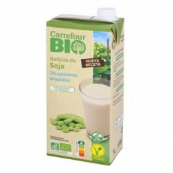 Bebida de soja sin azúcar añadido ecológica Carrefour Bio sin gluten Brik 1 l.