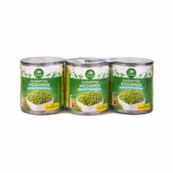 Guisantes medianos Classic Carrefour pack de 3 unidades de 120 g.