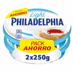 Crema de queso de untar light Philadelphia pack de 2 unidades de 250 g.
